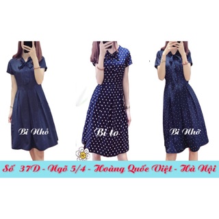 Đầm xòe cổ nơ chấm bi CC27 cao cấp