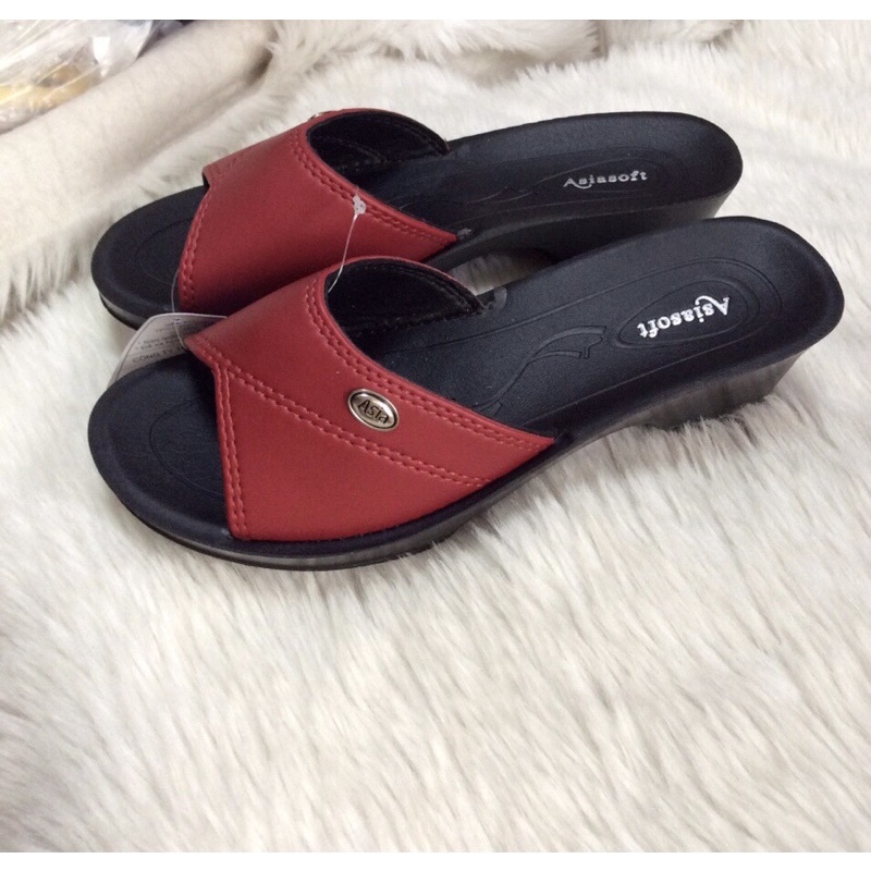 Dép nữ trung niên Asia 2 mầu đen ,nâu.dép quai ngang đế cao Asia