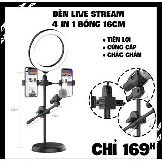 [cao cấp - loại 1] ĐÈN 4IN1 LIVESTREAM-Giá Đỡ Micro Hát - Giá Đỡ Điện Thoại - Đèn Led chuyển màu