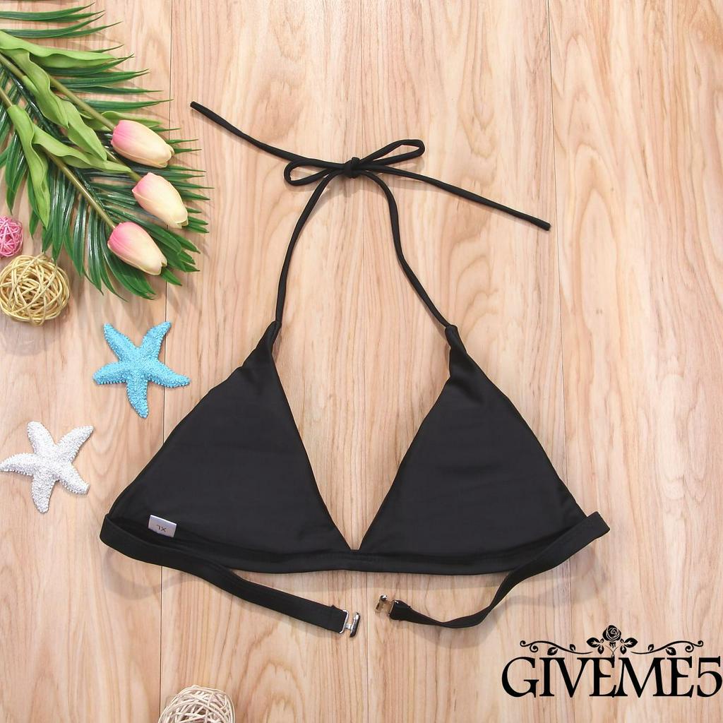 Phụ nữ mùa hè Màu rắn có dây đệm Áo ngực dây miễn phí, Khóa lưng tam giác Áo tắm