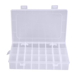 24 Compartments Plastic Jewelry Pills Box Organizer Storage Container White