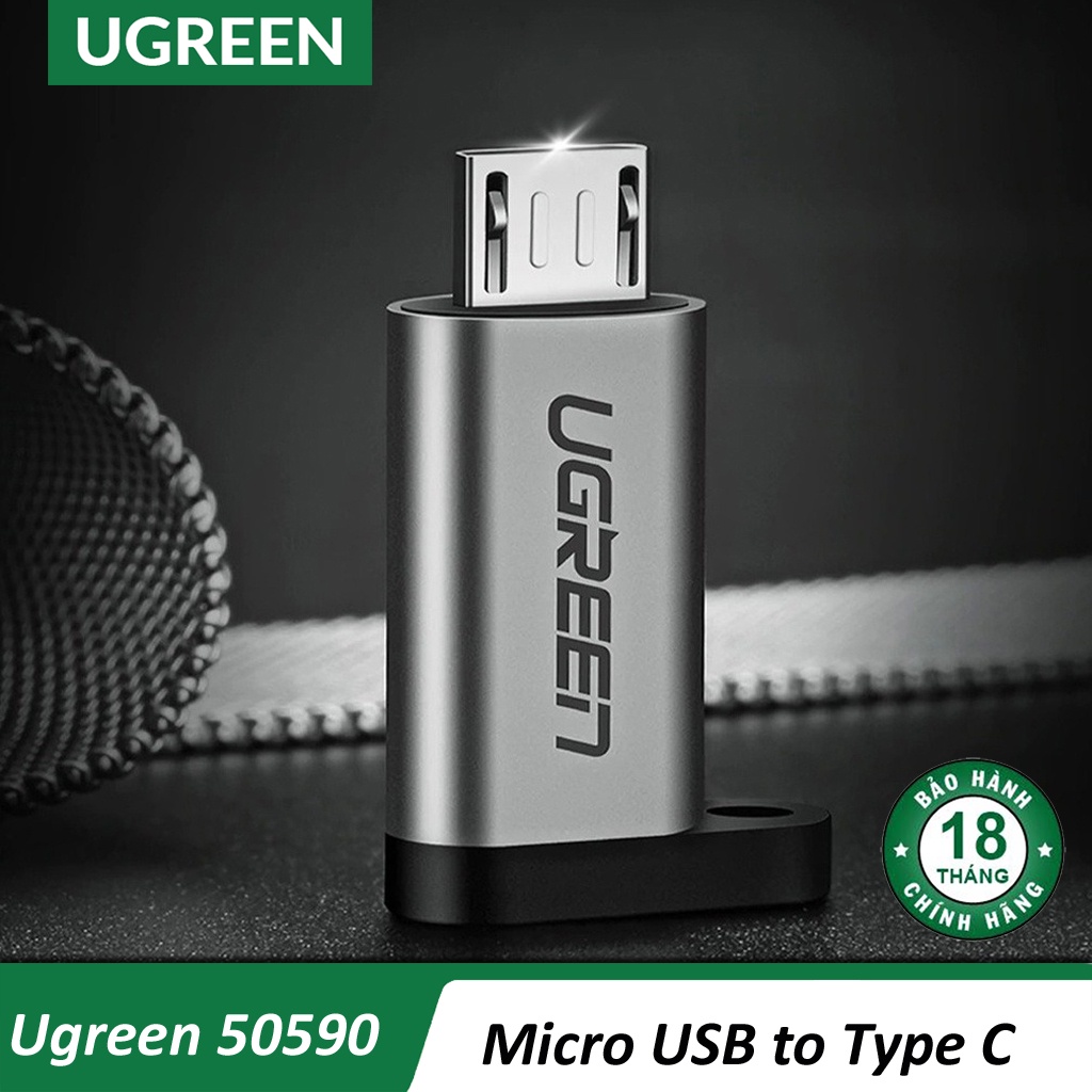Đầu Chuyển Micro USB to USB Type C Cao Cấp Ugreen 50590 Chính Hãng