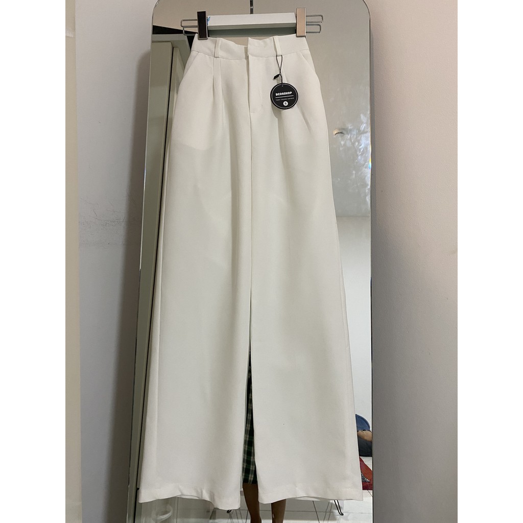 Quần Tây Nữ Ống Suông Dài 100cm Kéo Khóa Màu Đen Trắng ( Quần dáng dài)