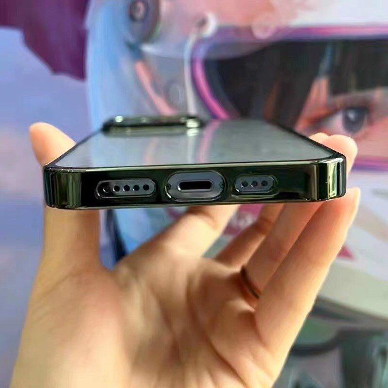 Ốp lưng Devia lưng trong viền màu cho Iphone 15 pro max/15/14 PRO MAX /14 PRO/13 pro max/13 pro/12 pro / 12 pro max