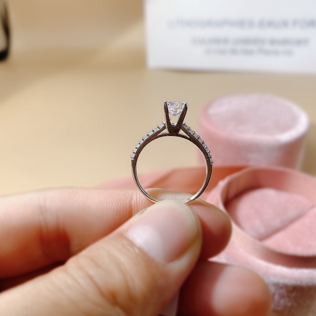 Nhẫn bạc nữ H.A.S hai hàng đá tấm đính hột cao Cz - Nhẫn bạc thời trang