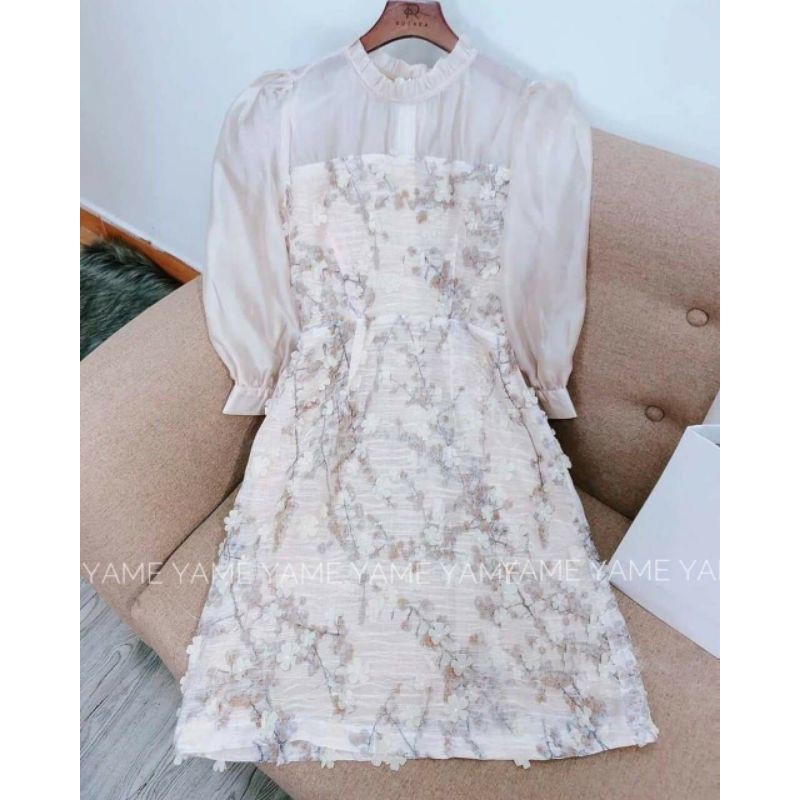 Váy hoa nổi 3d phối organza