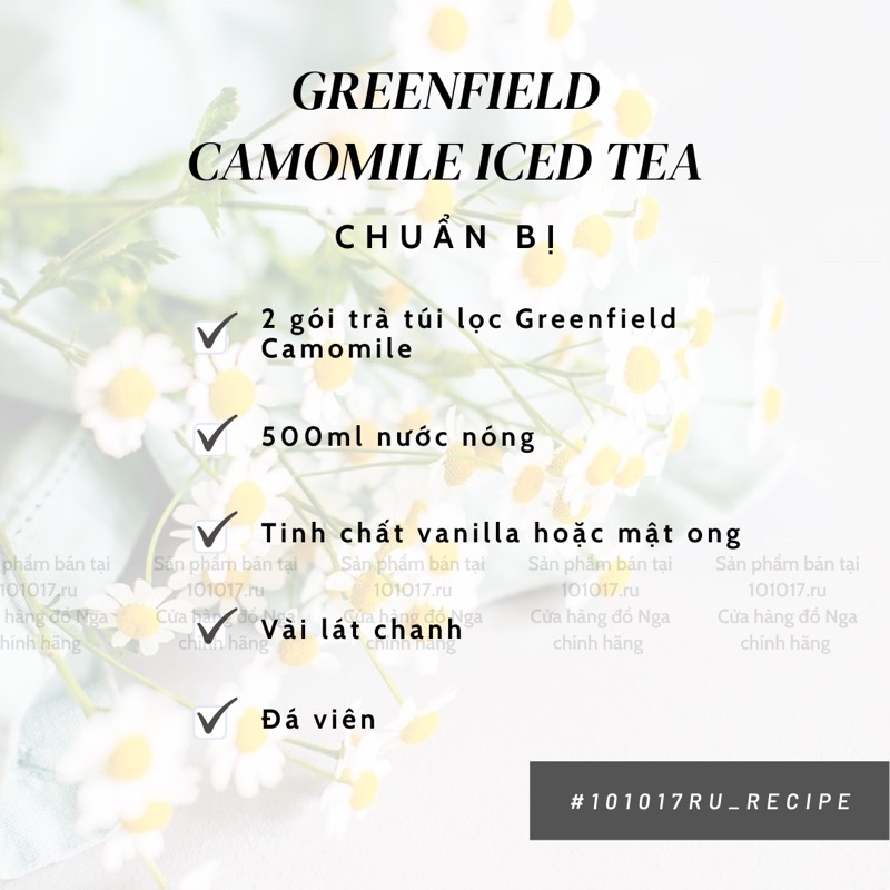 Trà hoa cúc GREENFIELD Camomile Meadow & Rich Camomile - trà thảo mộc giúp an thần, dễ ngủ, giảm căng thẳng stress