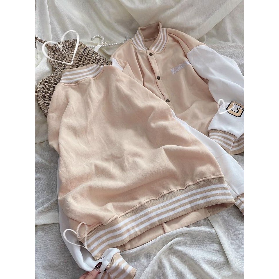 Khoác Bomber Nỉ Chữ G Màu Be | BigBuy360 - bigbuy360.vn