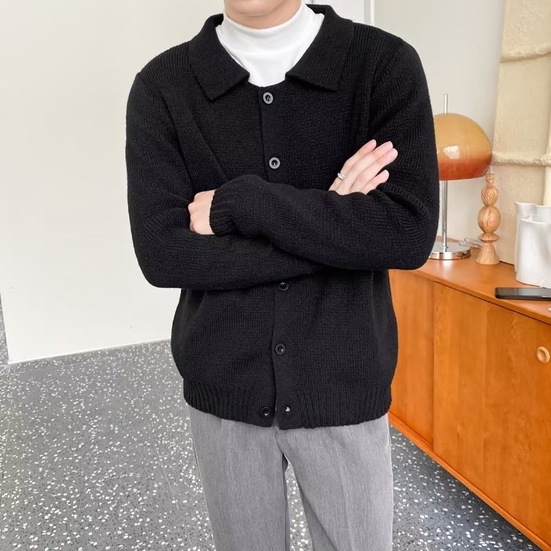 Áo sweater dệt kim dáng rộng kiểu hàn quốc cá tính cho nam xu hướng áo sweater cổ tròn dáng rộng hợp thời trang cho nam simple thời trang form rộng  đen sweater nam