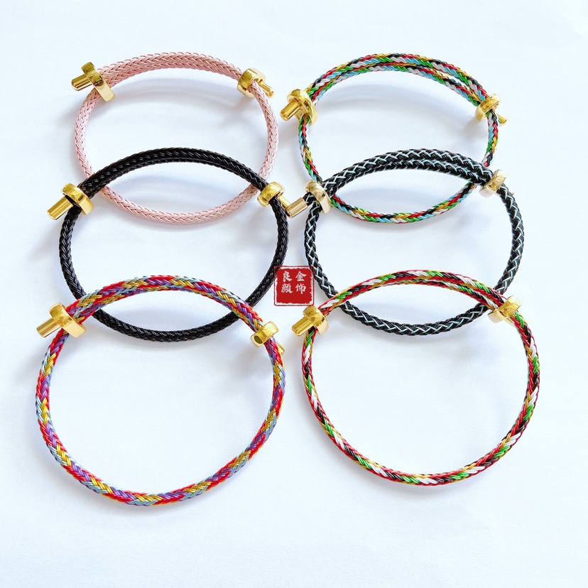 Vòng Tay Da Bện Dây Thép Lỗ Lớn 3mm Điều Chỉnh Được diy Phong Cách Cho Nam Và Nữ