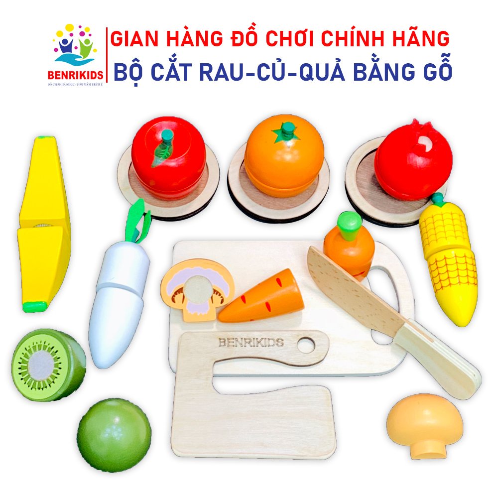 Đồ Chơi Cắt Ghép Rau Củ Quả Bằng Gỗ Hàng Xuất Nhật Cho Bé