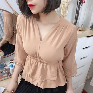 321. ÁO CHUN EO CỔ TIM TAY DÀI