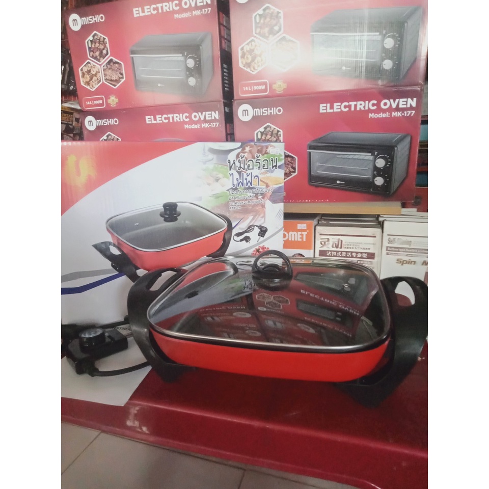 Lẩu Điện Vuông Chống Dính Cao Cấp Đa Chức Năng Dùng Chiên Nướng Nấu Lẩu Tiện Dụng An Toàn Không Hao Điện