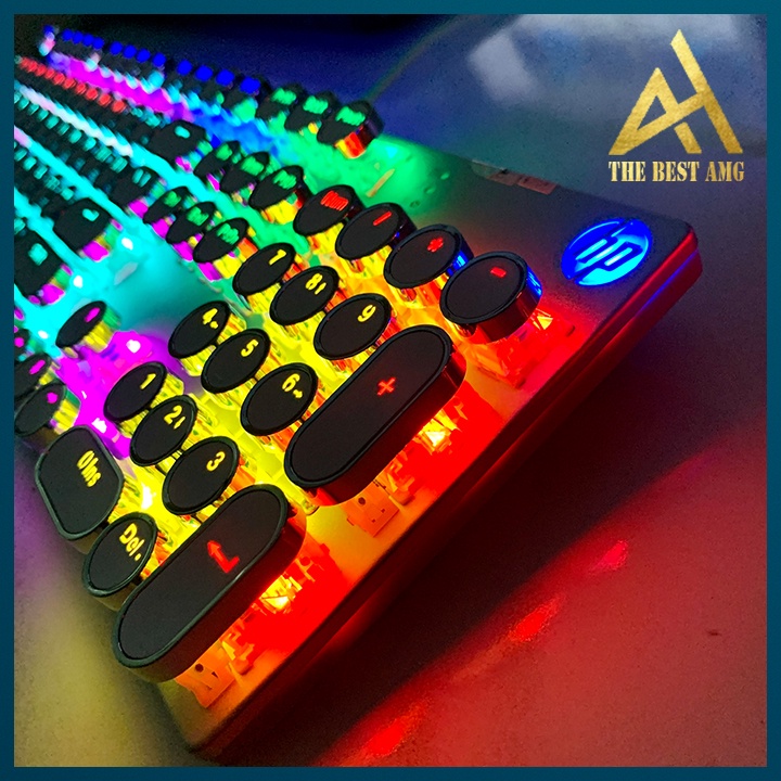 Bàn Phím Cơ Gaming Keycap Xuyên Led HP GK400Y Màu Trắng Nút Tròn Bàn Phím Máy Tính Laptop Có Dây Keyboard Chơi Game