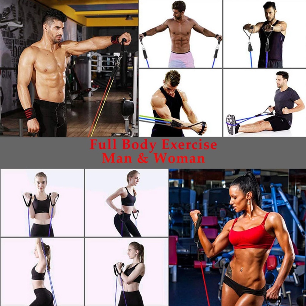 Bộ 5 Dây Ngũ Sắc Tập Gym Đàn Hồi Kháng Lực Tập Gym Tại Nhà TIện Lợi Hàng Loại 1 Móc To