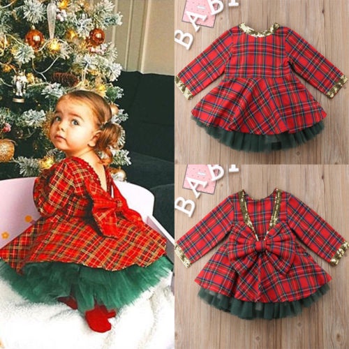 Đầm Lưới Hai Lớp Tay Dài Phong Cách Giáng Sinh Dễ Thương Cho Bé Gái