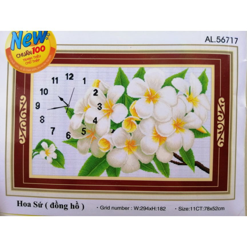 Tranh thêu chữ thập đồng hồ Hoa Sứ 56717 (78x52) CHƯA THÊU