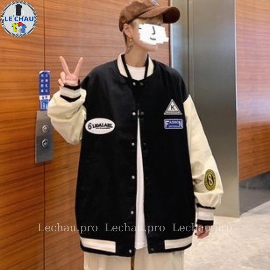 Áo khoác bomber dù phối logo AKD41 LECHAU ulzzang hottrend jacker hai lớp xịn xò chất lượng