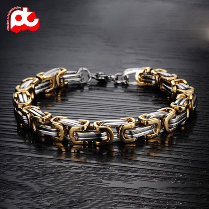 Lắc tay đẹp titan nam cao cấp sang trọng thép không gỉ kiểu ziczac vuông PT JEWELRY kích cỡ 5mm PTLTNA73