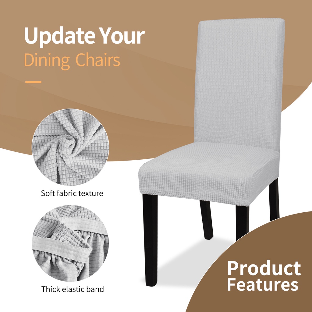 Vỏ Bọc Ghế Dệt Kim Co Giãn Màu Trơn Hai Lớp Phù Hợp Cho Khách Sạn