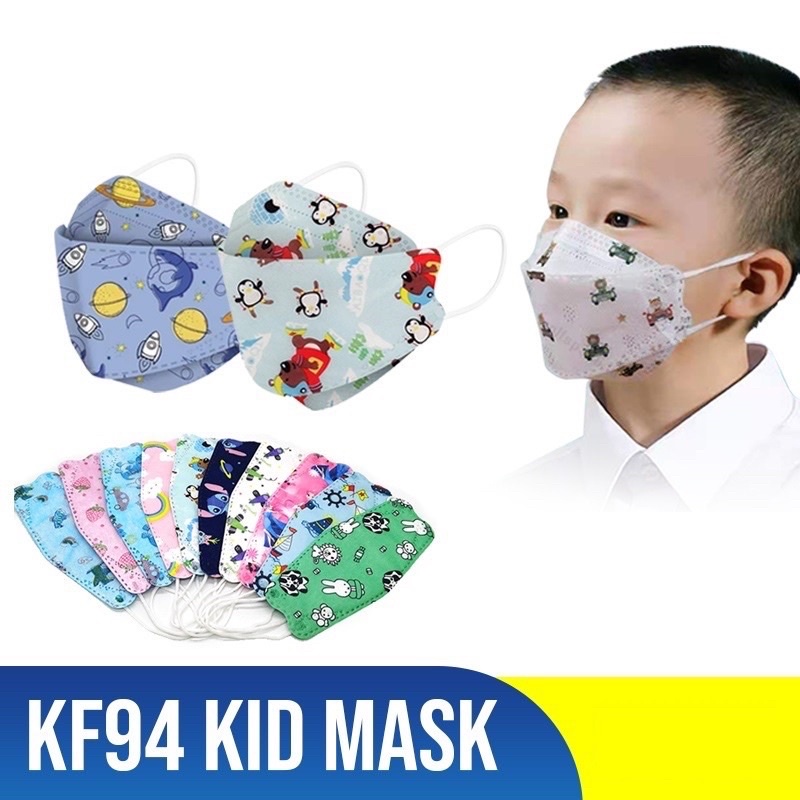 Túi 10 Chiếc Khẩu Trang Kháng Khuẩn 4D Mask KF94 Người Lớn Và Cho Bé Ôm Sát Mặt Lọc Bụi