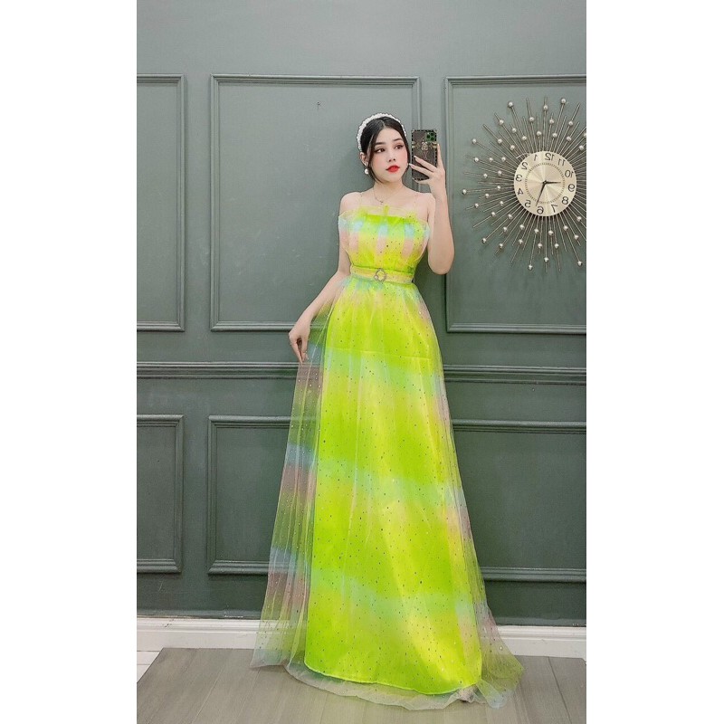 ĐẦM LƯỚI CẦU VỒNG 2 DÂY KHOEN EO HOA CÚC