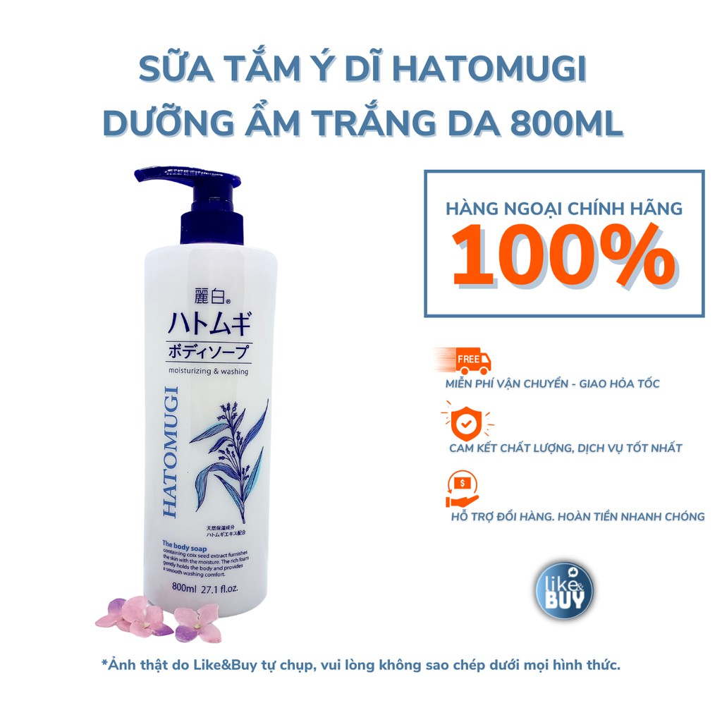 Sữa tắm Hatomugi chiết xuất từ hạt ý dĩ hàng nội địa Nhật loại trắng 800ml - hàng ngoại Like&amp;Buy