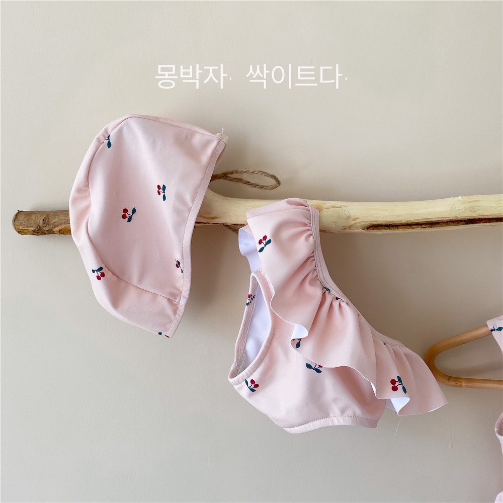 Bộ Đồ Bơi Họa Tiết Cherry Màu Hồng Dễ Thương Cho Bé Gái 0-2 Tuổi