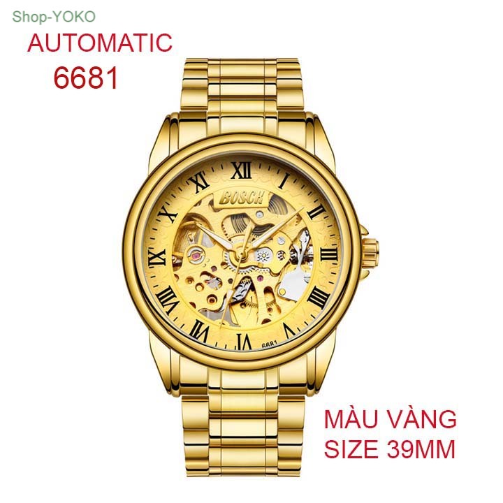 Đồng hồ nam cơ-tự động size 38-42mm, loại lộ máy, chống nước, bằng hợp kim sáng bóng