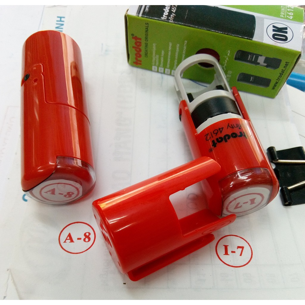 Dấu Trodat 4612 Tròn 12mm Khắc Ký Hiệu, Logo Dùng Đóng Lên Giấy