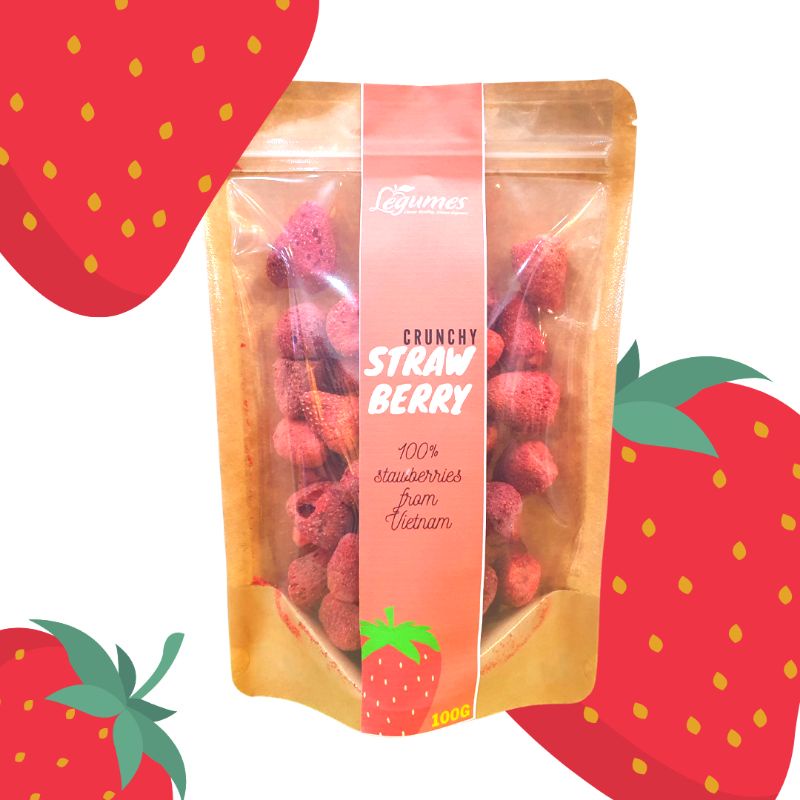 Dâu tây sấy lạnh nguyên chất không sử dụng đường - Crunchy Strawberry No Sugar Added - Légumes Vietnam