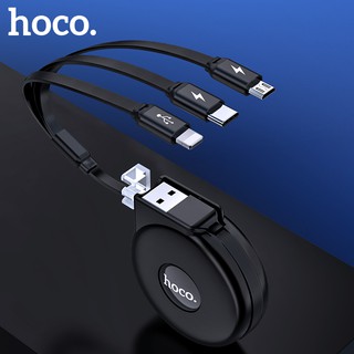 Cáp sạc dây rút hoco u50 3in1 lightning + micro usb + type-c siêu đa năng bền bỉ tiện lợi
