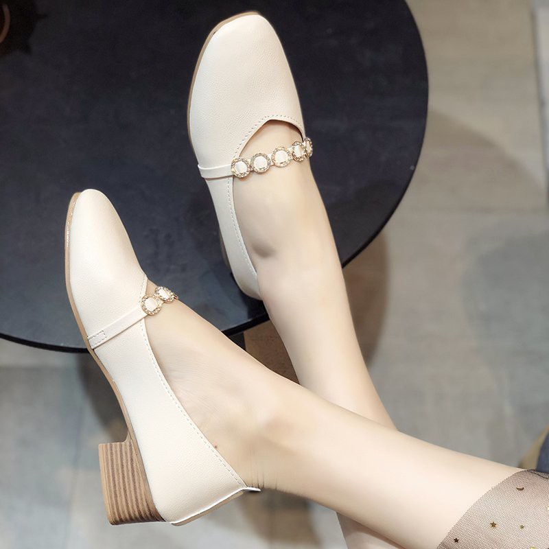 Women's Shoes 2021 Spring Summer New Soft Grasma Shoes Female Thick With Square Shallow Mouth Low-End Fashion Casual Sho