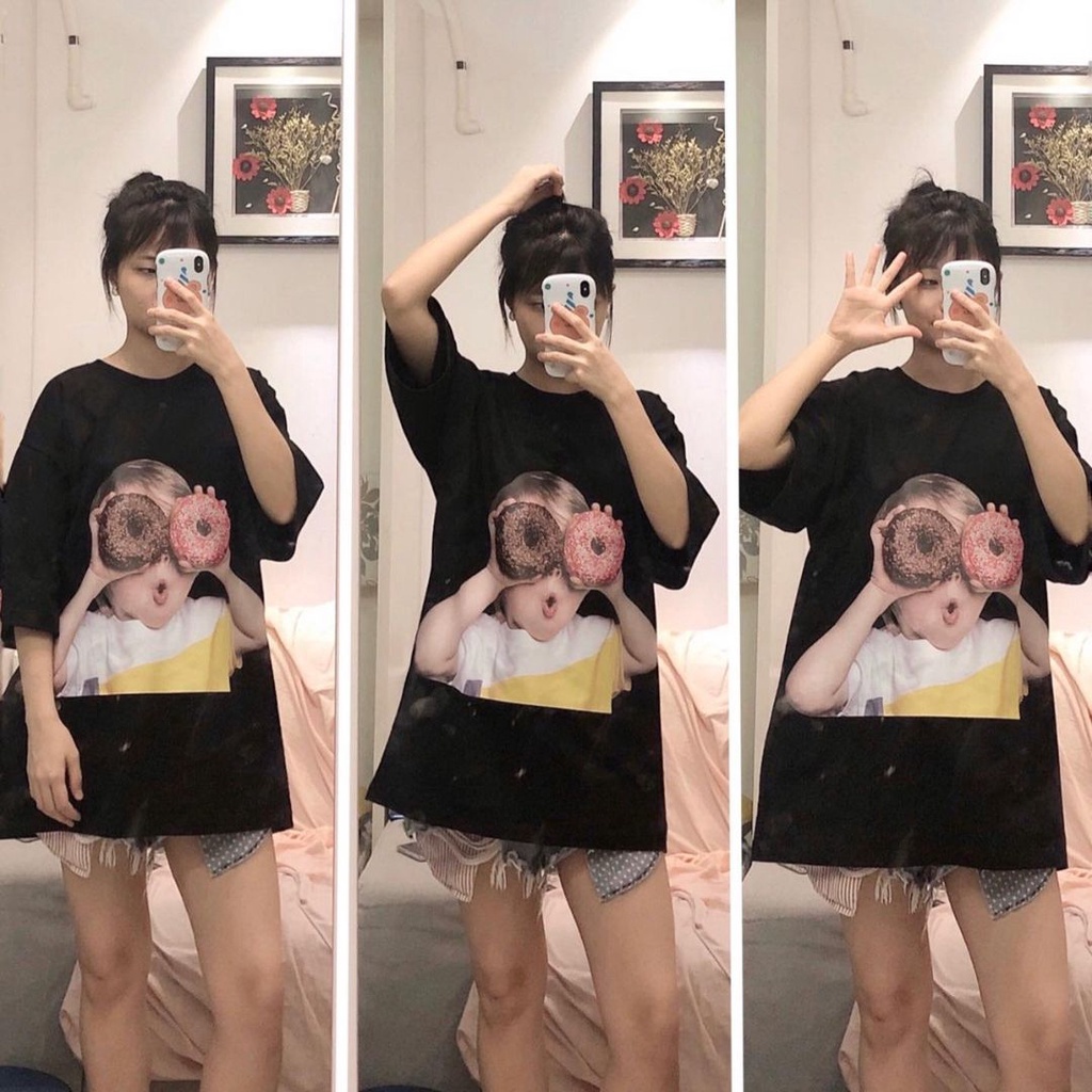 Áo Form Rộng Baby face cậu bé bánh donut Phong Cách Đường , Áo Thun Dáng Rộng MinishopVN Mẫu Mới