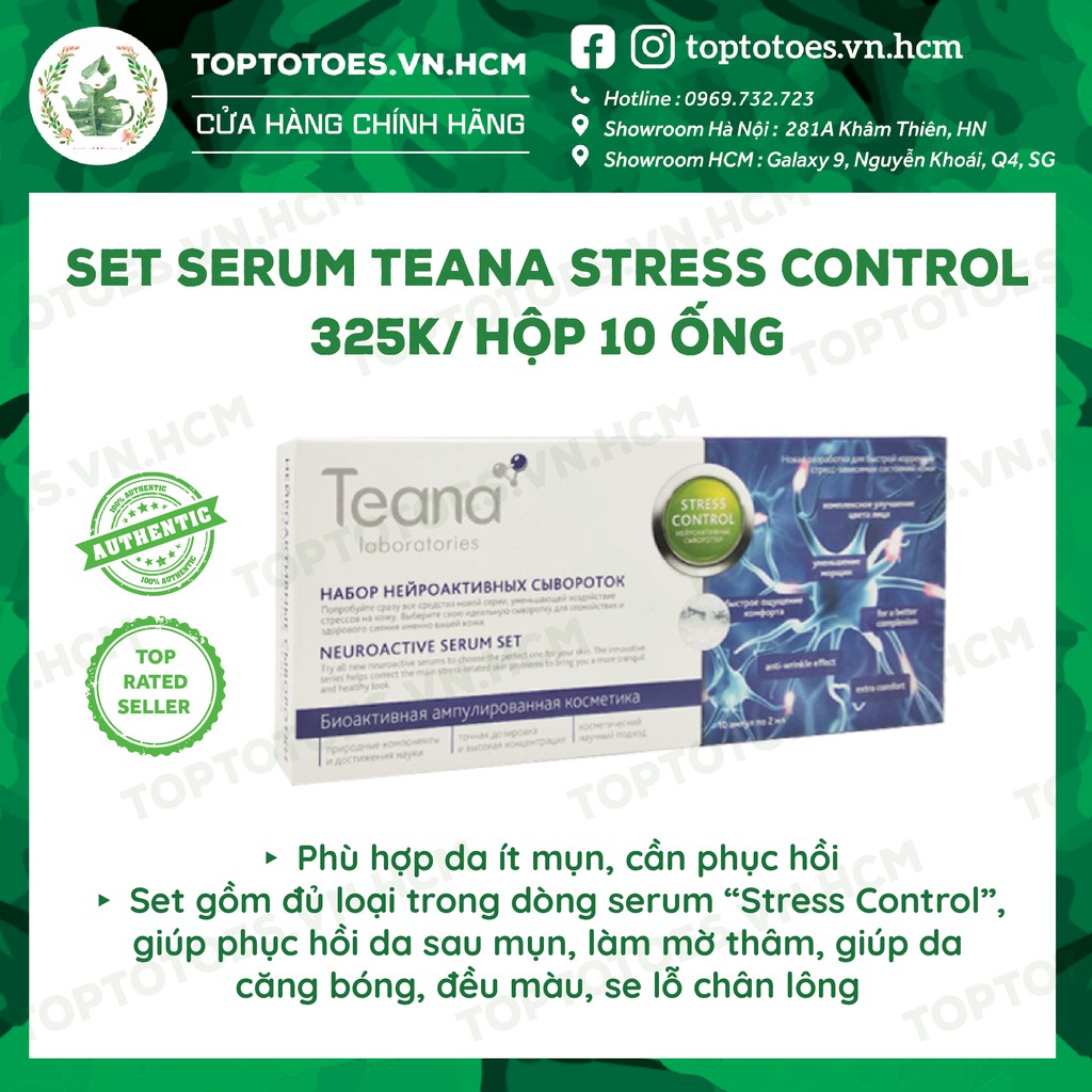 Serum tổng hợp Teana Stress Control Neuroactive Set phục hồi, khoẻ da, làm mờ thâm, căng, sáng đều màu da