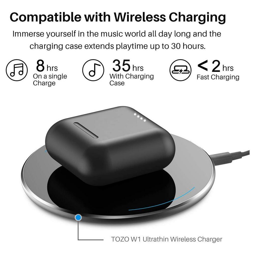 Tai nghe bluetooth 5.3 TOZO T6 S, Tai nghe nhét tai không dây, True Wireless, TWS , chống nước IPX8, chống ồn, Có app