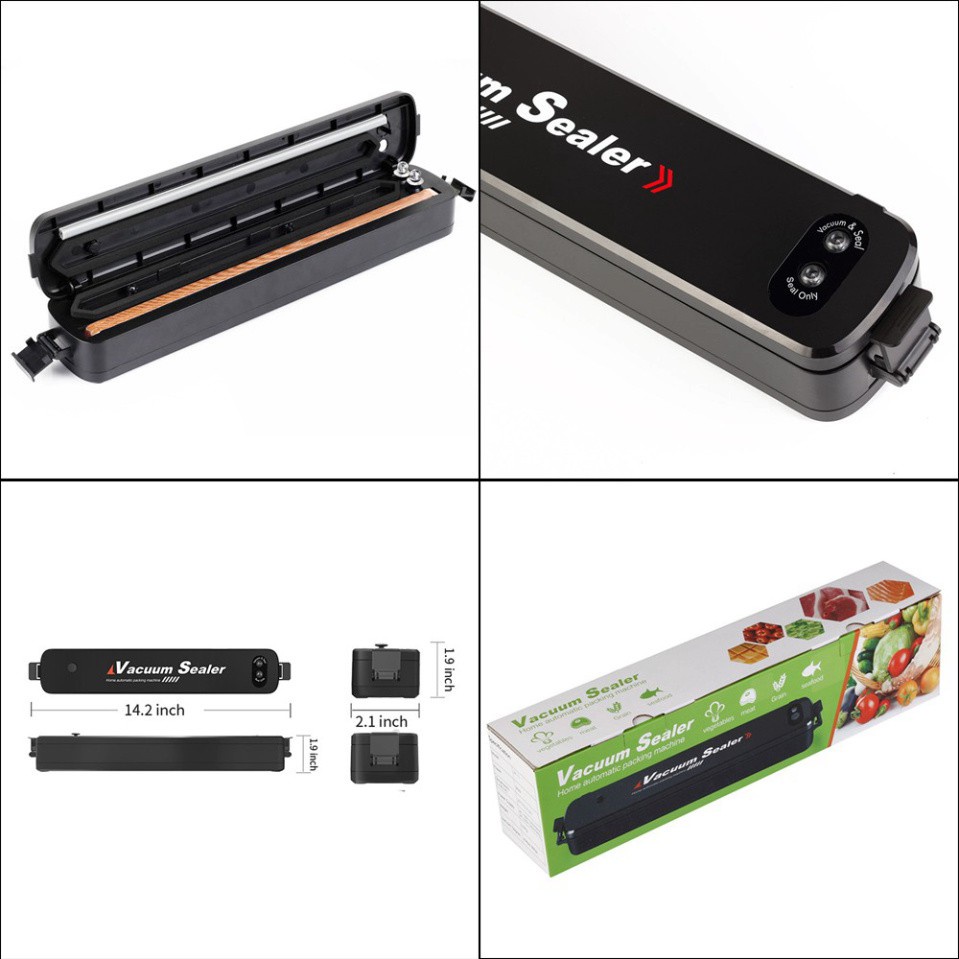 Máy hút chân không thực phẩm Vacuum Sealer dùng cho gia đình - Tặng 10 túi nhám - Hàng chính hãng bảo hành 12 tháng