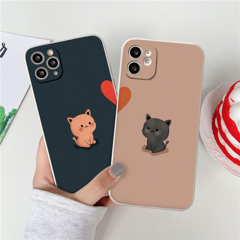 Ốp lưng iPhone ốp 2 chú mèo đôi trái tim từ iP 6 đến  13 promax
