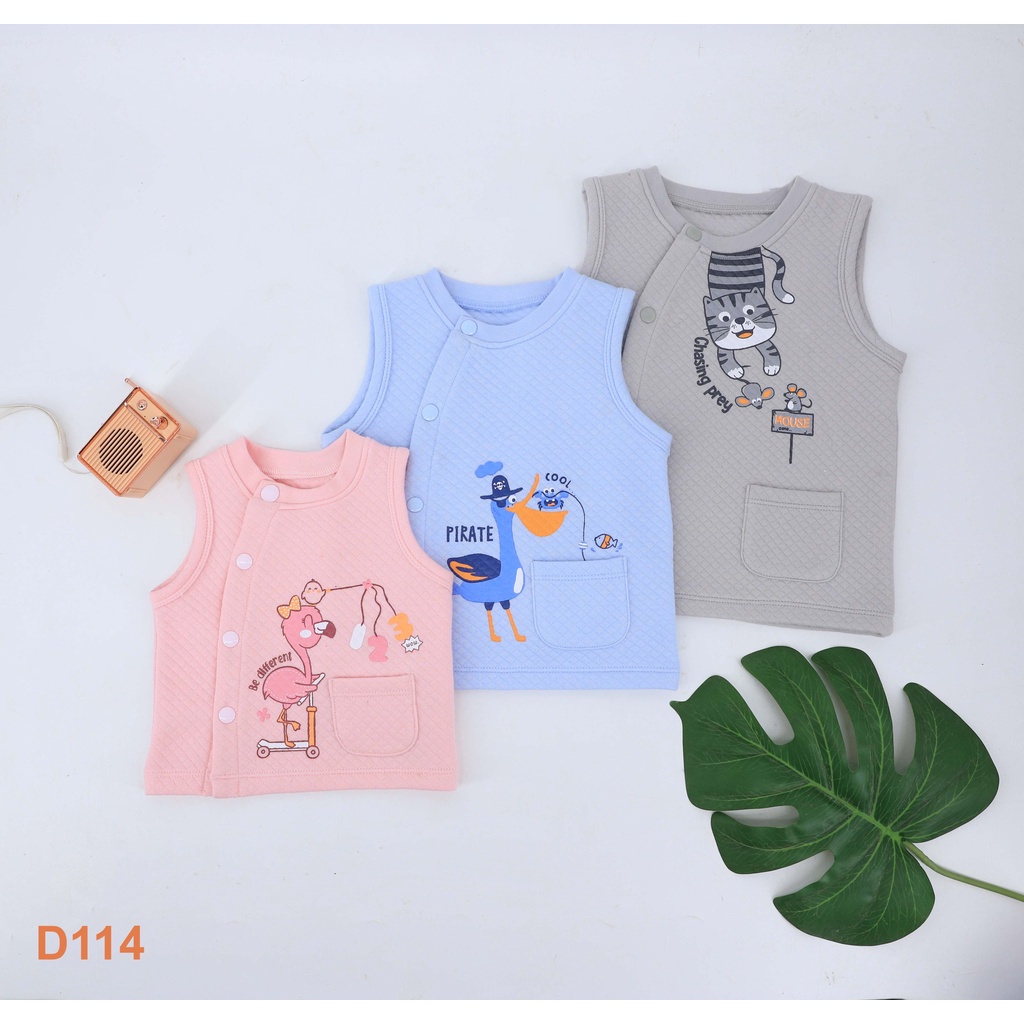 Dokma - Áo gile nỉ trần bông mềm mịn cho bé 3-18 tháng DA878