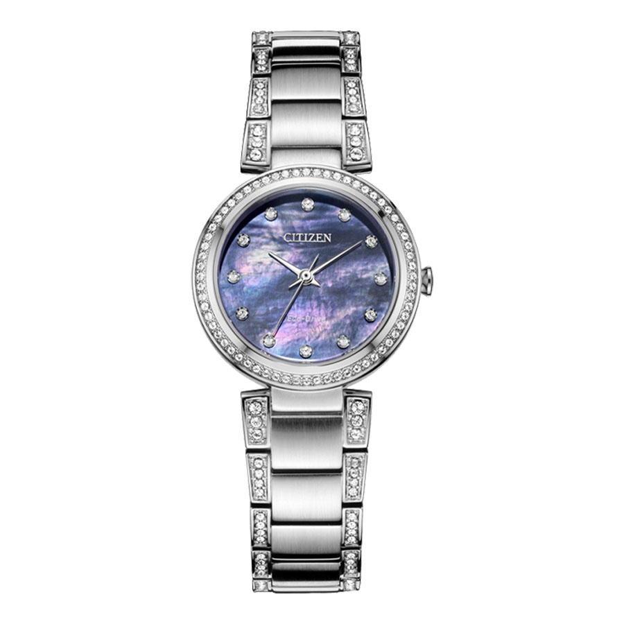 Đồng Hồ Nữ Citizen Đính Đá Swarovski Dây Thép Không Gỉ EM0840-59N - Mặt Xà Cừ