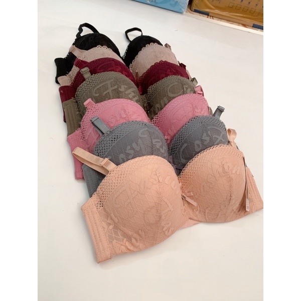 Áo lót quả ngang ren chữ mềm mại, mút đệm 1cm, có gọng nâng ngực chống xệ. Áo ngực quả ngang 7325. | BigBuy360 - bigbuy360.vn