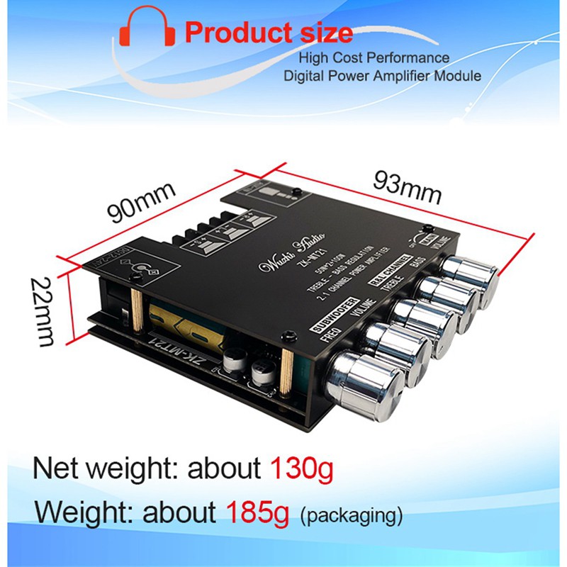 Bảng Mạch Khuếch Đại Âm Thanh Zk-Mt21 2.1 Kênh 50wx2 + 100w
