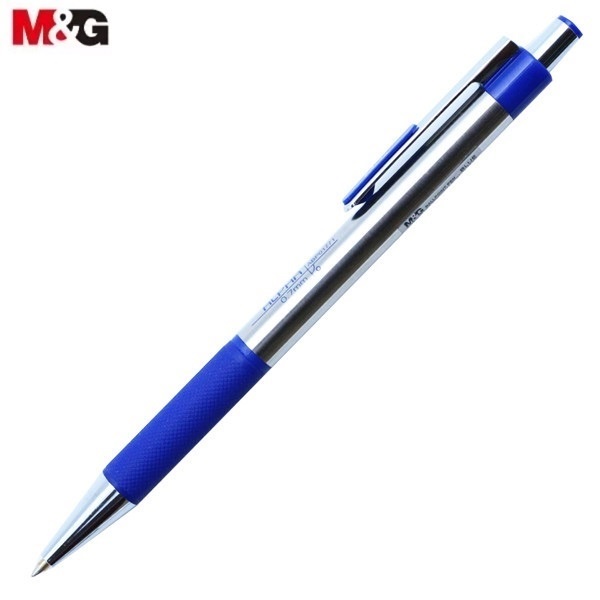 Bút bi siêu bền inox M&amp;G ABP01771 / Bút bi bấm Alpha 01771 ngòi 0.7mm , có ruột thay thế