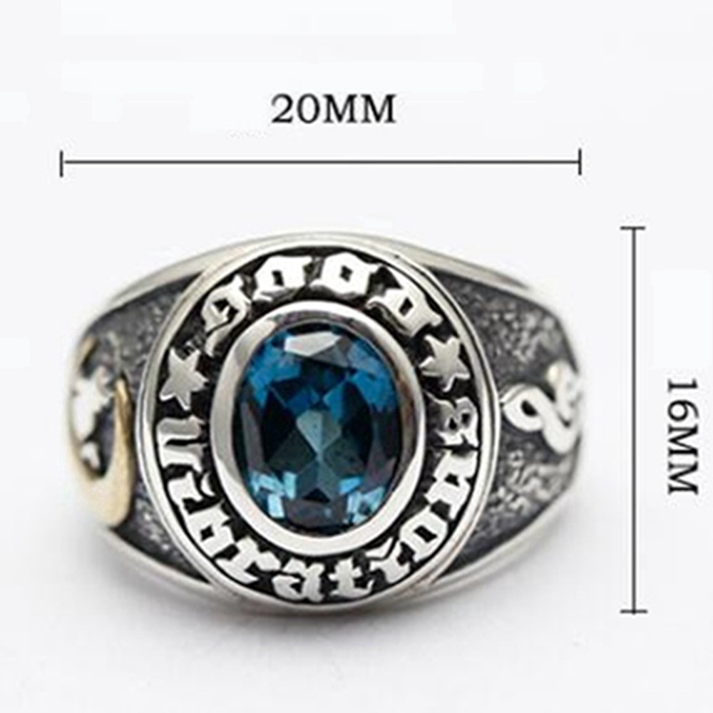 Busana Pria Yang Indah Berlapis Emas Perhiasan Bulan Kucing Safir Punk Cincin