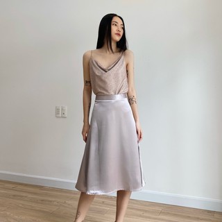 Chân Váy Dài Lụa Xám EDINI - V368