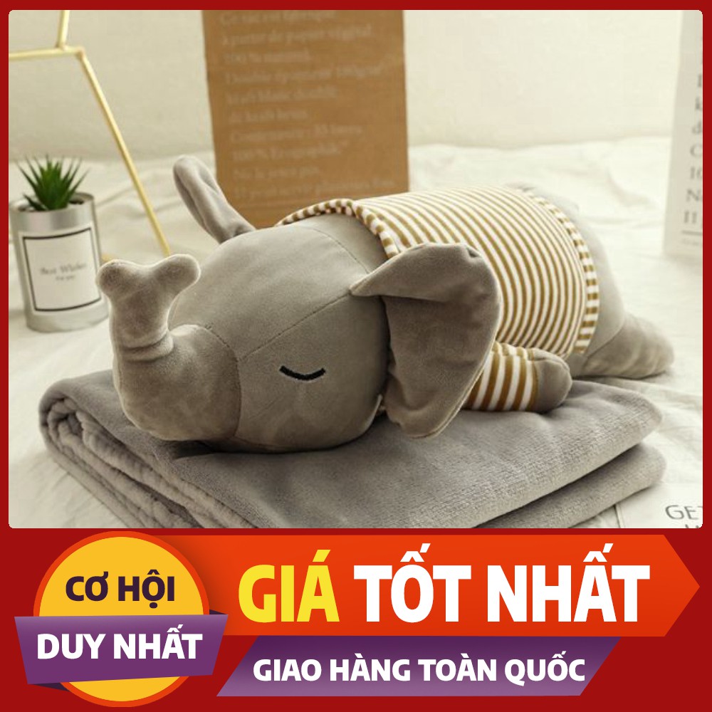 Bộ chăn gối văn phòng hình thú 3 IN 1 siêu mềm min