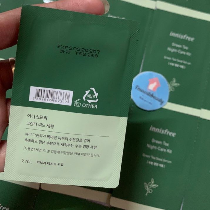 Sample 2ml Tinh Chất Dưỡng Da Chiết Xuất Từ Hạt Trà Xanh Nguyên Chất 100% Thiên Nhiên Innisfree The Green Tea Seed Serum