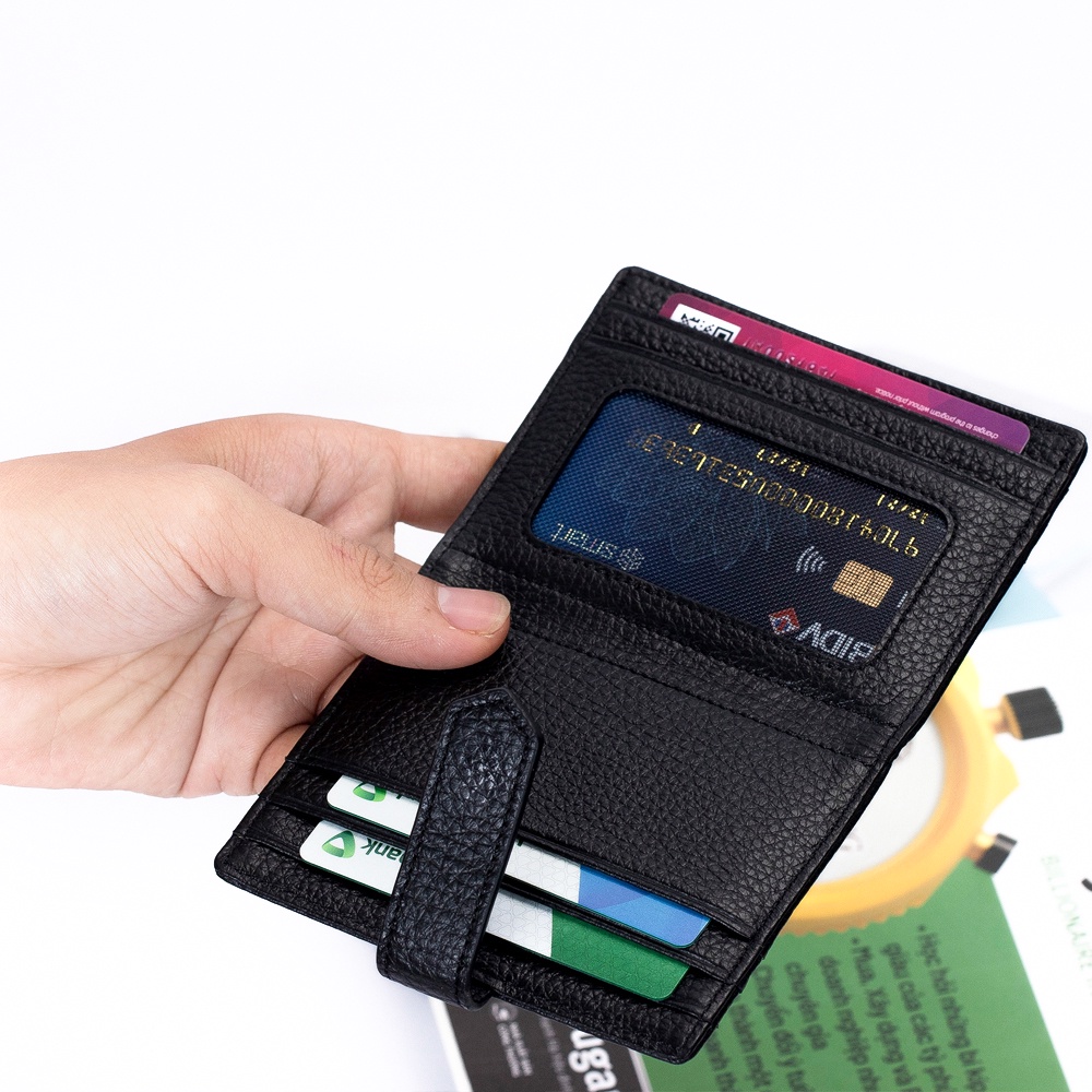 Ví đựng card da bò thật, chất liệu da hạt Nappa, thương hiệu Blanda 8VNBH06