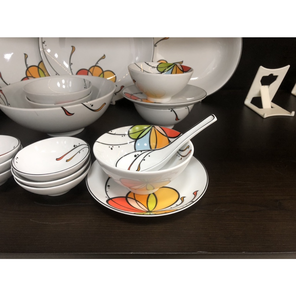 Bộ 10 Dĩa Lót Chén Minh Long 15.5cm Daisy Bóng Bay dùng ăn cơm trong gia đình, đãi khách, tặng tân gia hay tặng người th