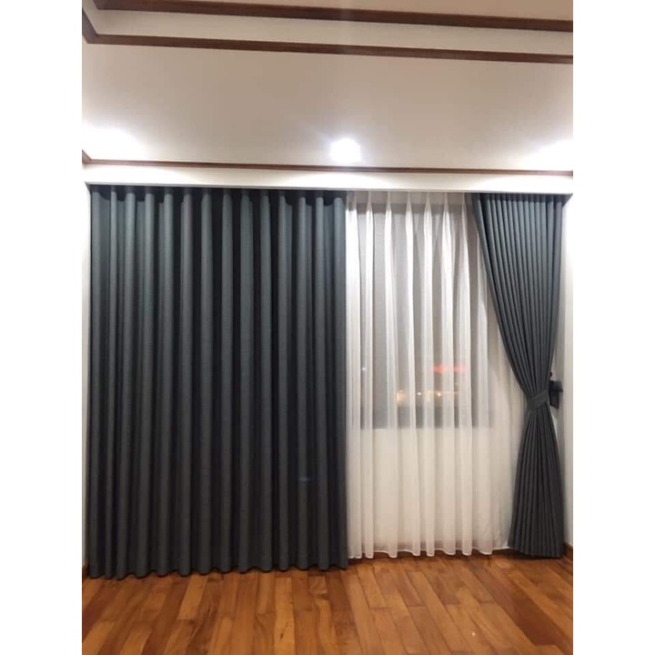 Rèm cửa sổ combo rộng 2,6m đầy đủ phụ kiện - Vải dệt 3 lớp chống nắng, cản sáng, chống tia UV